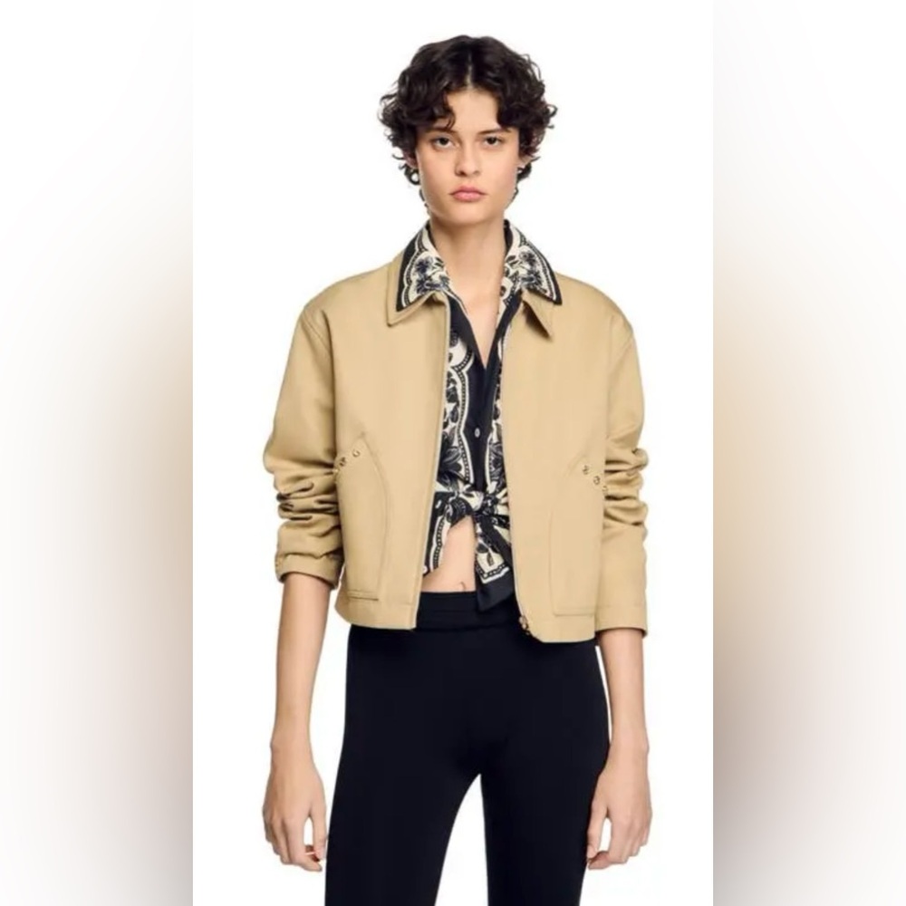 Sandro Cropped Shirt Jacket / Size 34